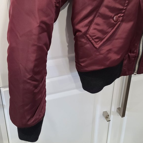 THE KOOPLES MAROON BOMBER JACKET WITH ORANGE LINING - Picture 4 of 15